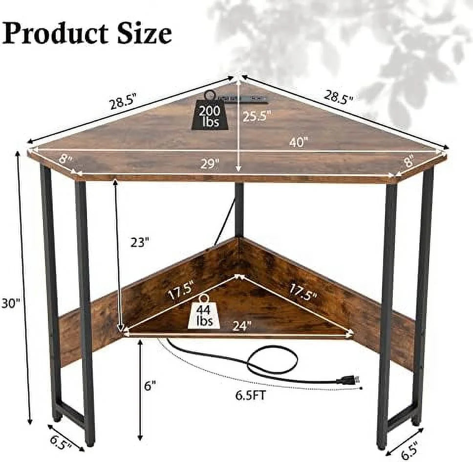 Corner Desk with Power Outlet Triangle Computer Desk U812312