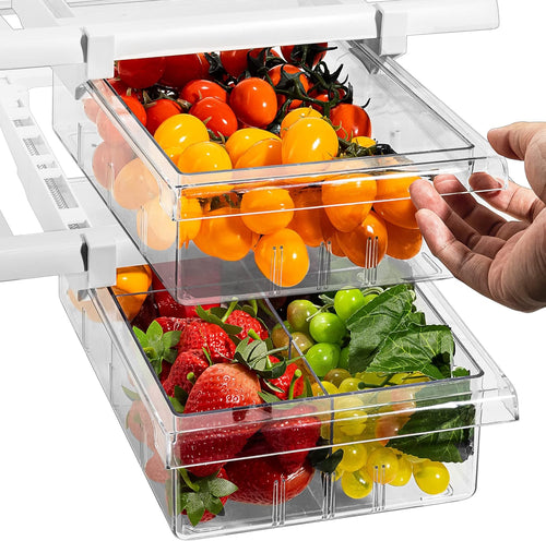 2 Pull Out Fridge Drawers & 2 Large Pull Out Stackable Fridge Bins T12073