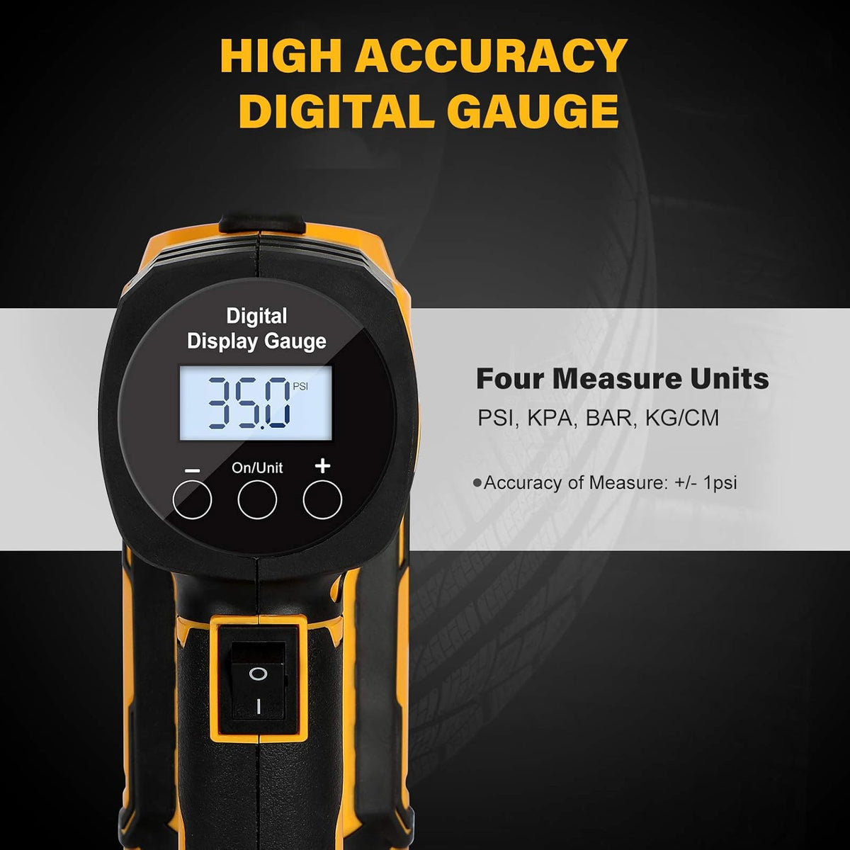 Tire Inflator Air Compressor Portable, 20V Cordless Tire Pump 150 PSI with Digital Pressure Gauge, Rechargeable Li-ion Battery and 12V Car Power Adapter Pack of 2 Q3320