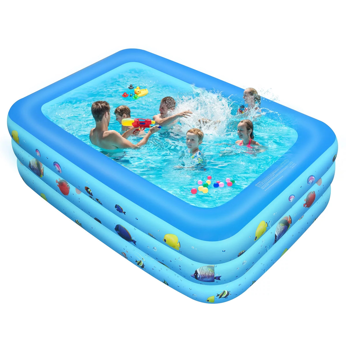 Inflatable Thickened Kiddie Pool 6.9 x 5 x 1.8 ft Blue K5424