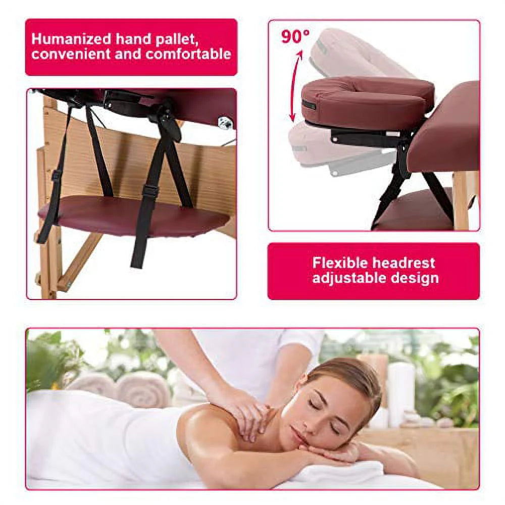 Adjustable Folding Portable Massage Table with Carry Case, Black O387258