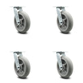 Set of 4 Gray Swivel Caster with Thermoplastic Rubber Wheels V3330