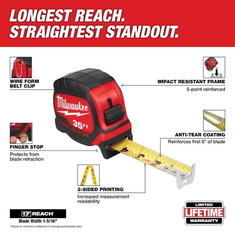 Wide Blade Tape Measure with 17 ft. Reach N52564