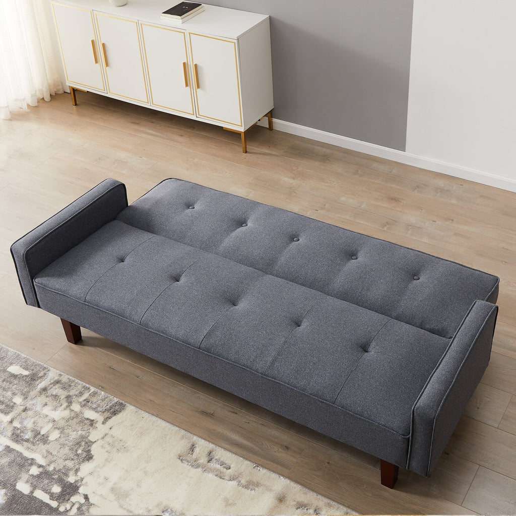 75-inch Square Arm Futon Sleeper Sofa Brown Wood Foam S55026