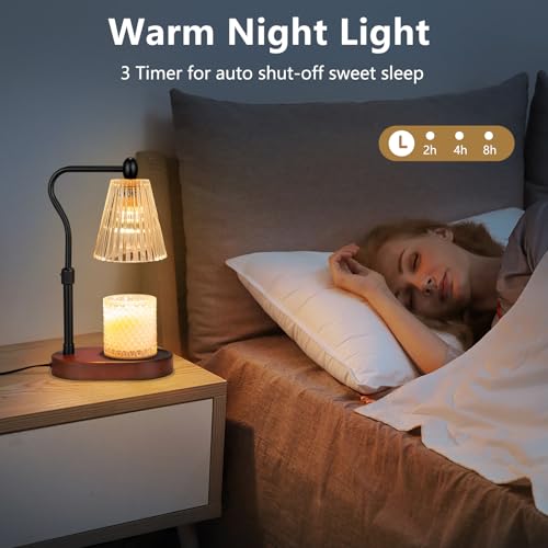 Candle Warmer Lamp with Timer and Dimmer Adjustable Height Electric Wax Melt Warmer with 2 Bulbs Q622