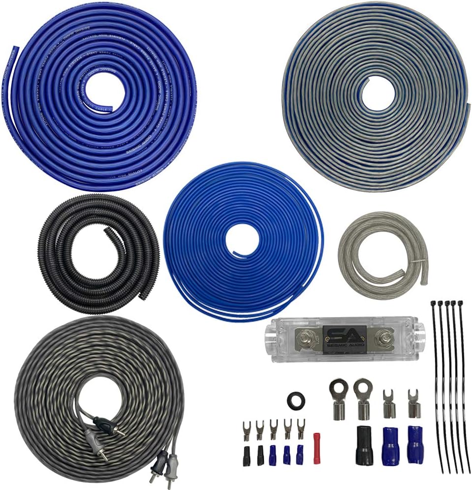 Pair of 8 Inch 1000 Watt Dual 4 Ohm Car Audio Subwoofer Package with Amplifier & Cables L60689