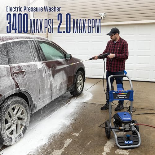 Electric Pressure Washer, 3400 Max PSI, 2.0 Max GPM, Brushless Motor, Onboard Soap Tank, Spray Gun and Wand, 5 Nozzle Set H56735