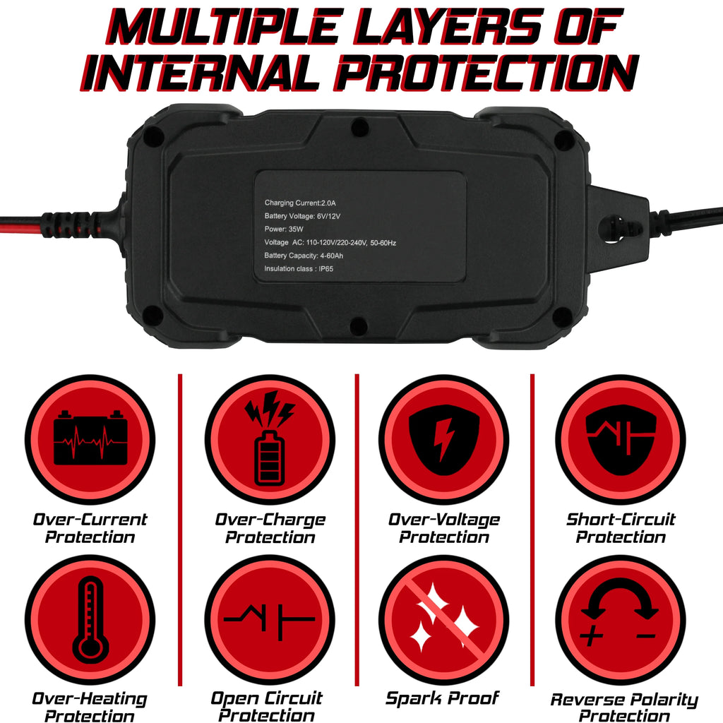 6-12V 2A Automatic Trickle Battery Charger, Pack of 3 H32211
