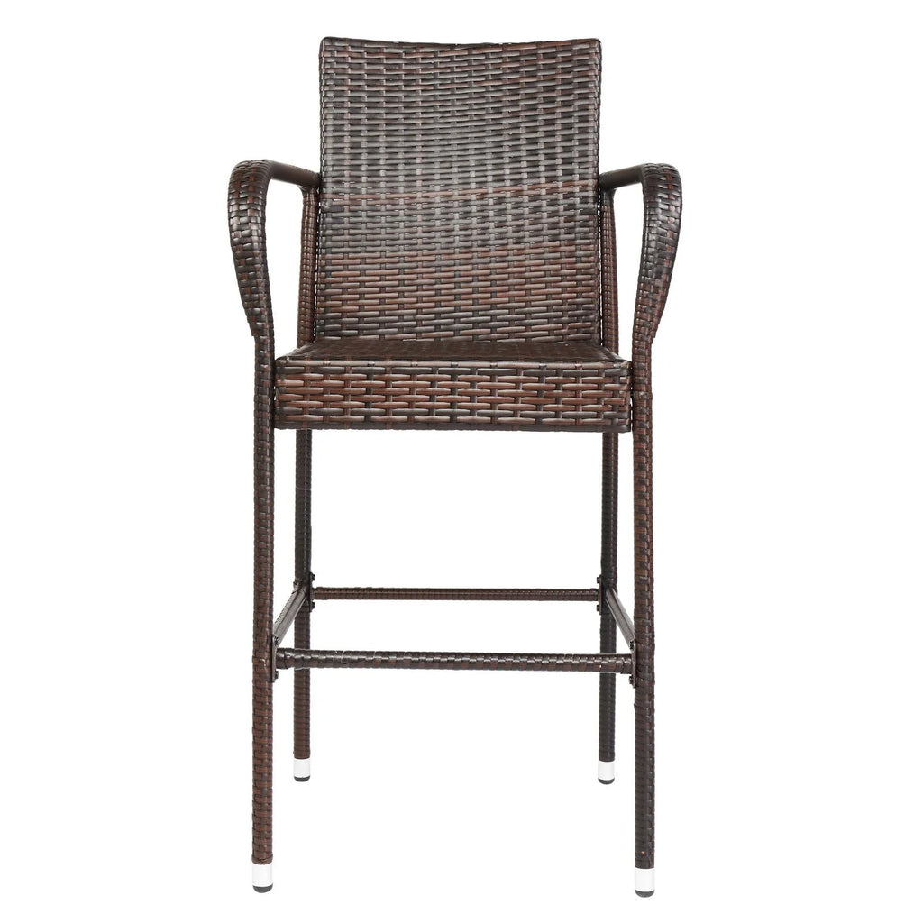 Brown Gradient Wicker Rattan Bar Stools with Footrest T780