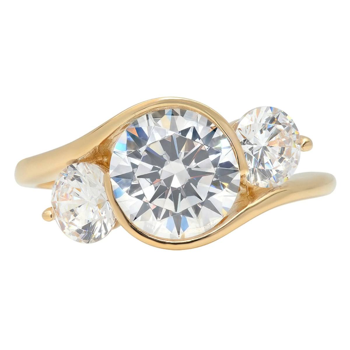 14K Yellow Gold Three-Stone Diamond Engagement Ring W254