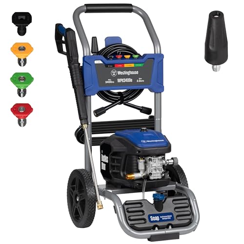 Electric Pressure Washer, 3400 Max PSI, 2.0 Max GPM, Brushless Motor, Onboard Soap Tank, Spray Gun and Wand, 5 Nozzle Set H56735