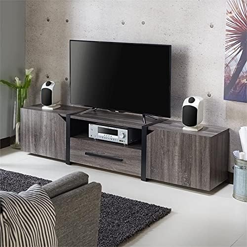 Rustic Wood 81.5-Inch TV Stand in Distressed Gray L795