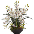 Cymbidium Orchid with Black Vase Arrangement P4858