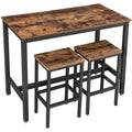 3 Piece Wooden Top Bar Table Set with Tubular Metal Legs A744526