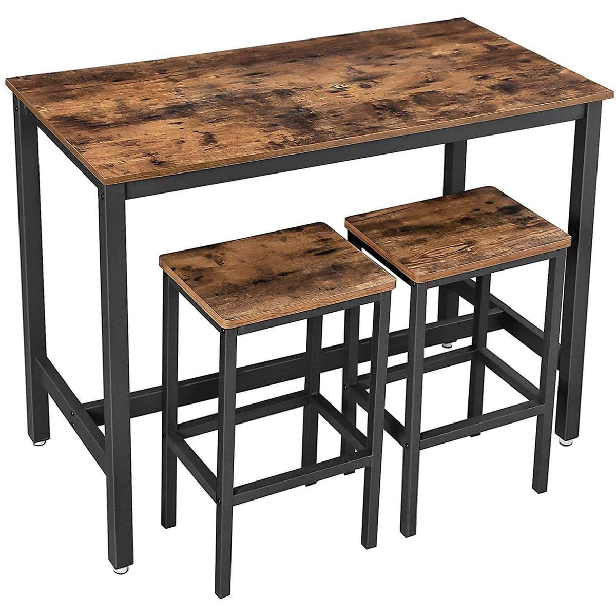 3 Piece Wooden Top Bar Table Set with Tubular Metal Legs A744526