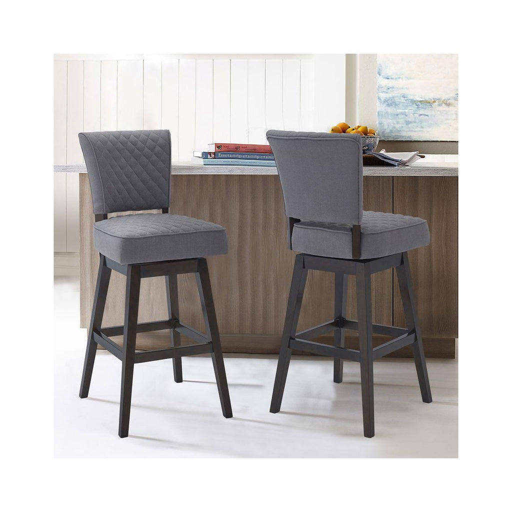 Espresso Finish Wood Swivel Tufted Barstool M482