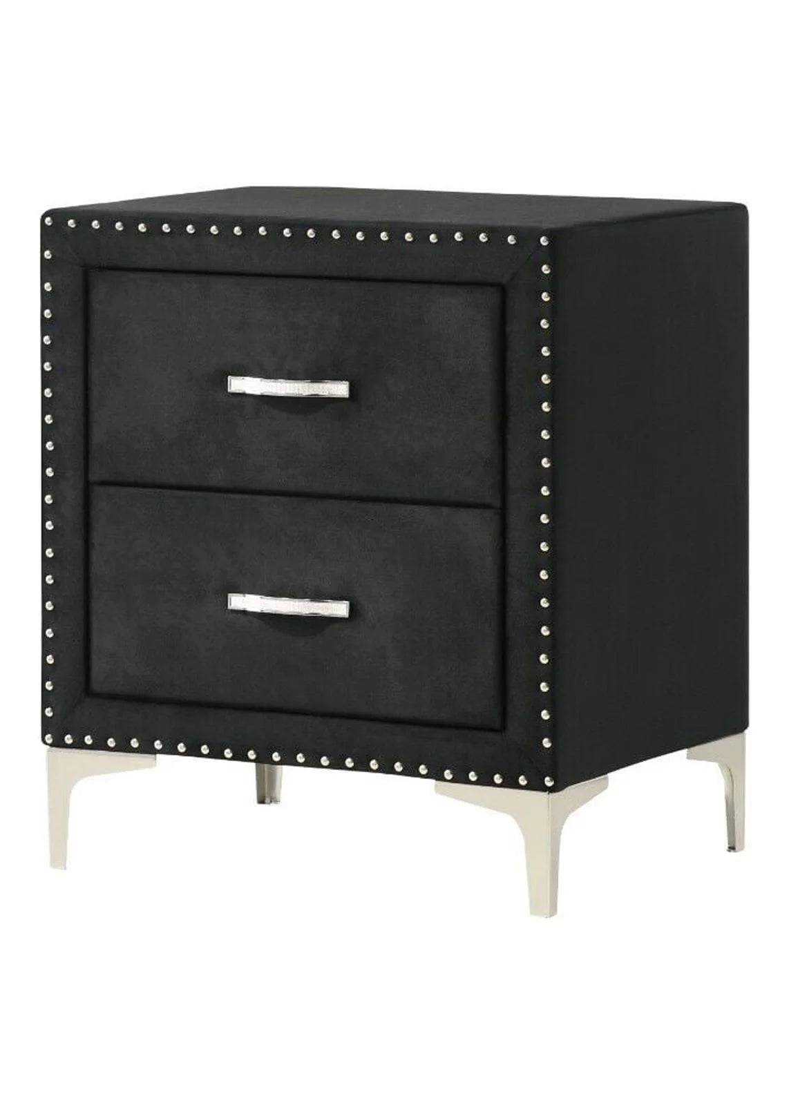4pc Queen Size Black Velvet Bedroom Set I9229