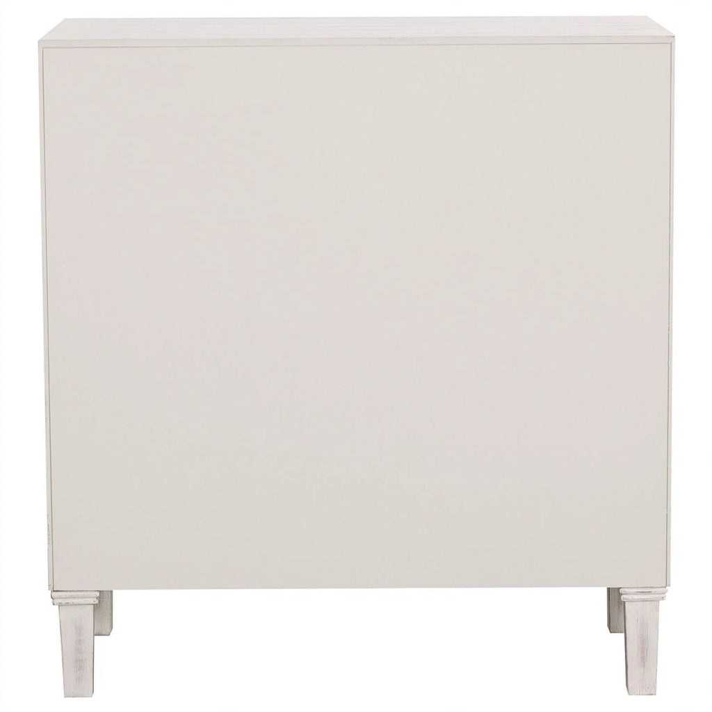 White Wood Accent Cabinet with Floral Carved Door E7103