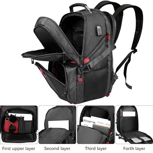 Black 50L Travel Laptop Backpack 17 Inch Q446