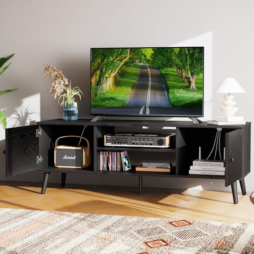 Black TV Stand with Storage T782