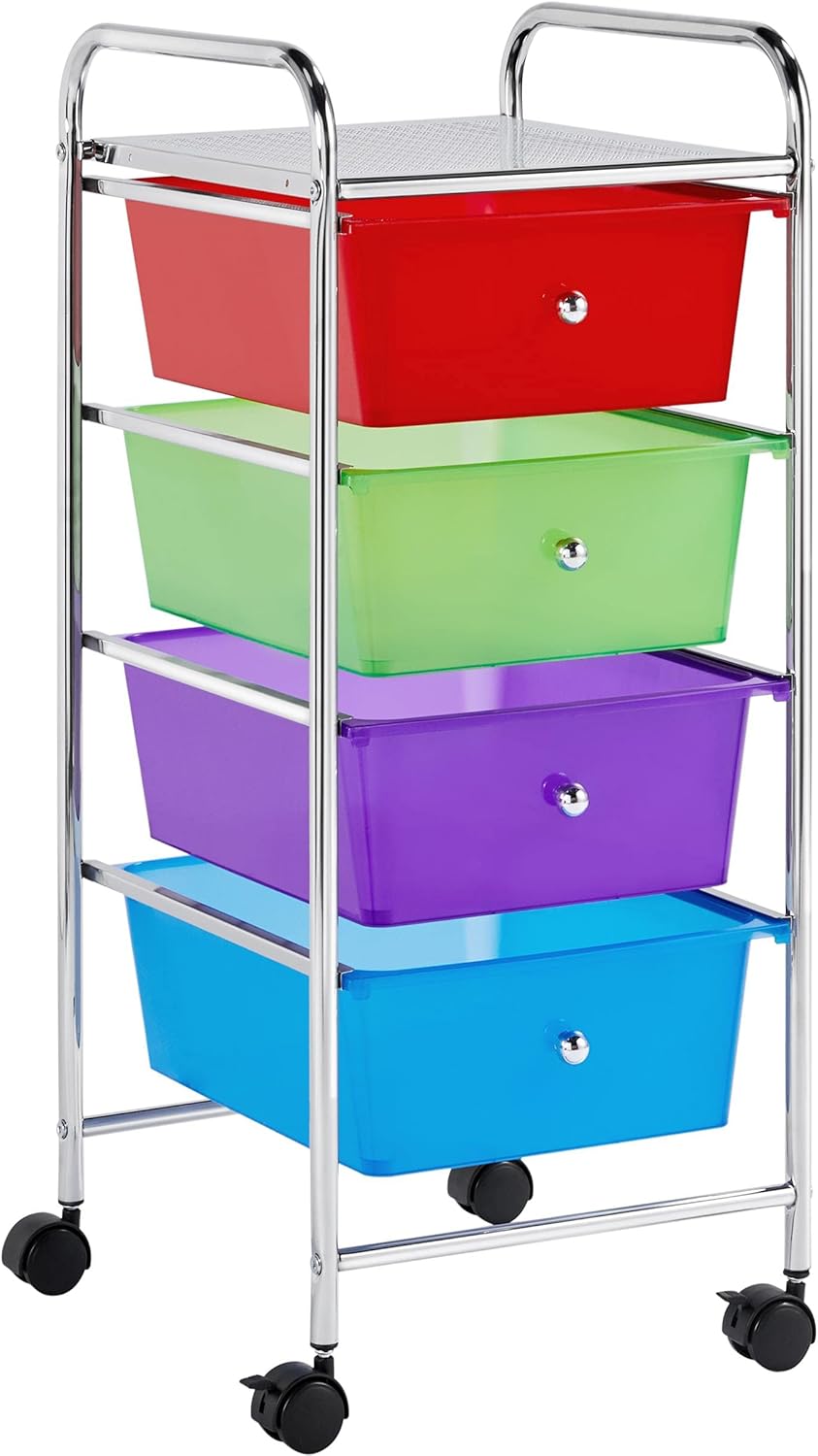 White 10 Drawer Rolling Plastic Storage Cart N96764