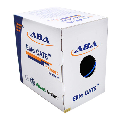 1000ft Cat6 Stranded UTP Cable, 24AWG, Blue J491412