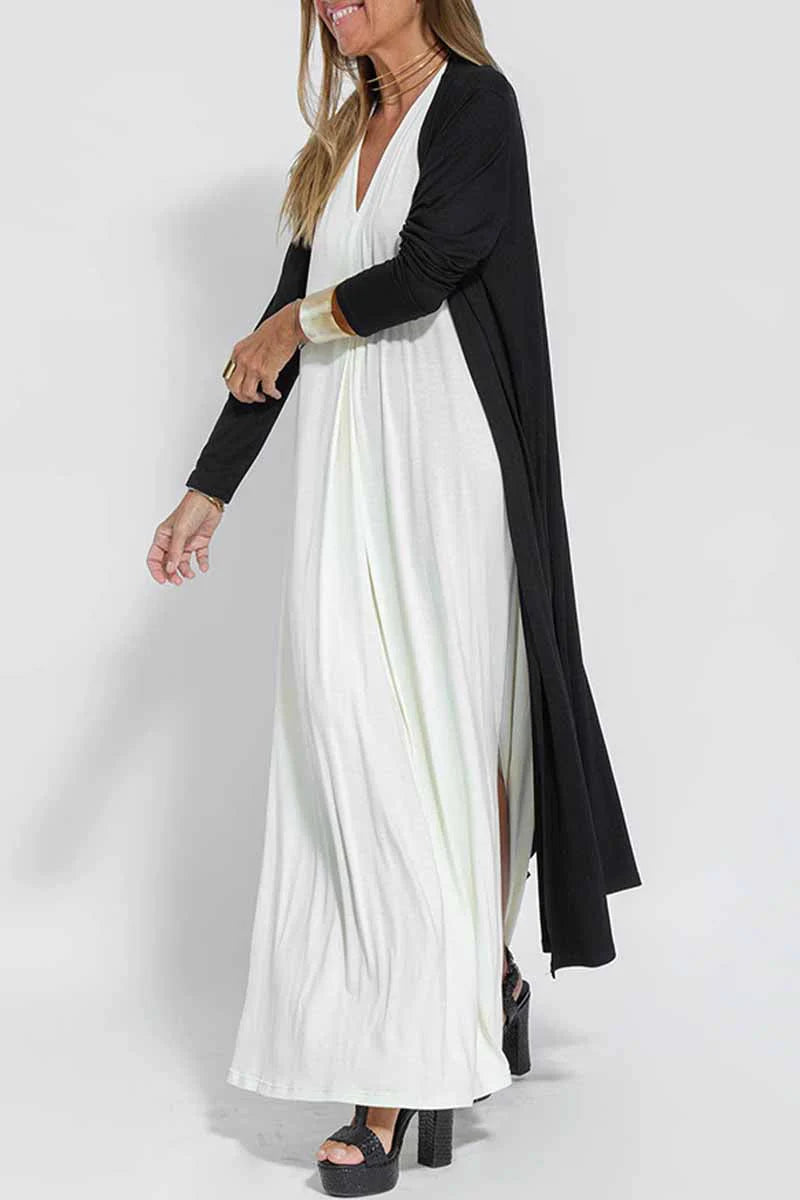 Solid Slit Cardigan Outerwear S60013