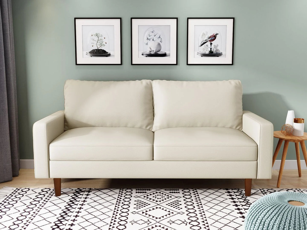 Soft White Faux Leather Futon Sofa S970665