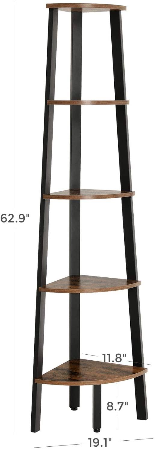 5-Tier Corner Bookcase with Metal Frame W403630