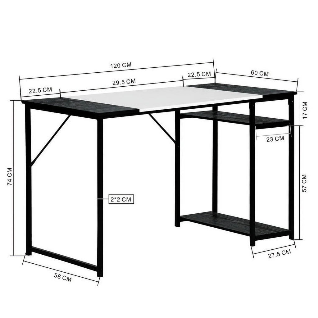 47.2" L Writing Computer Desk with 2 Storage Shelves White & Black U55402