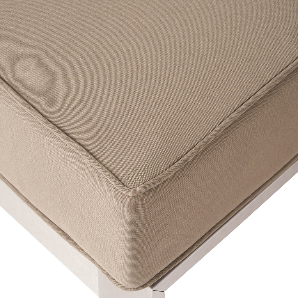 6 Seater Aluminum Sofa and Ottoman Set with Side Tables, Silver and Khaki B188