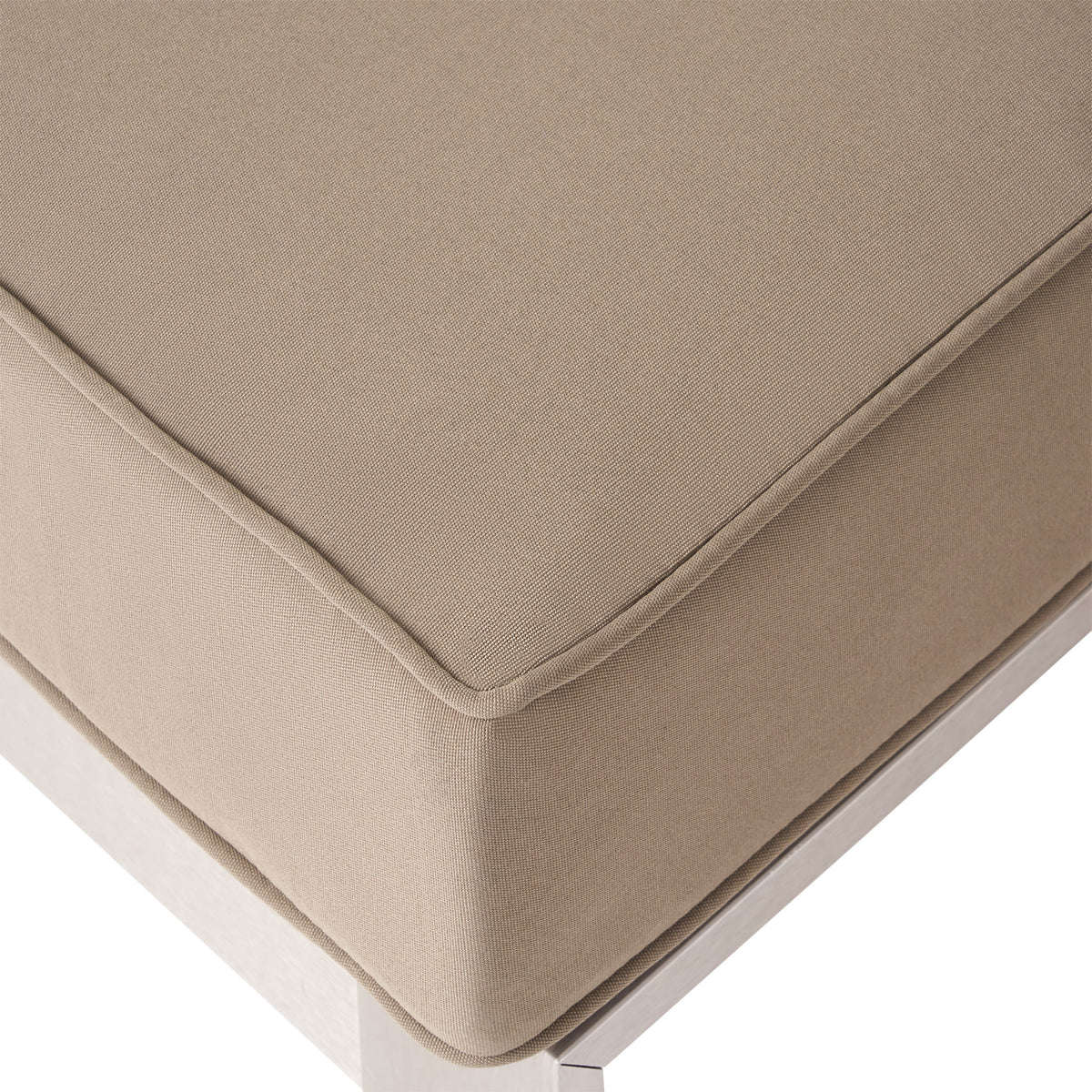 6 Seater Aluminum Sofa and Ottoman Set with Side Tables, Silver and Khaki B188