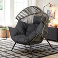 Oversized Beige Wicker Egg Chair with Cushion A403789