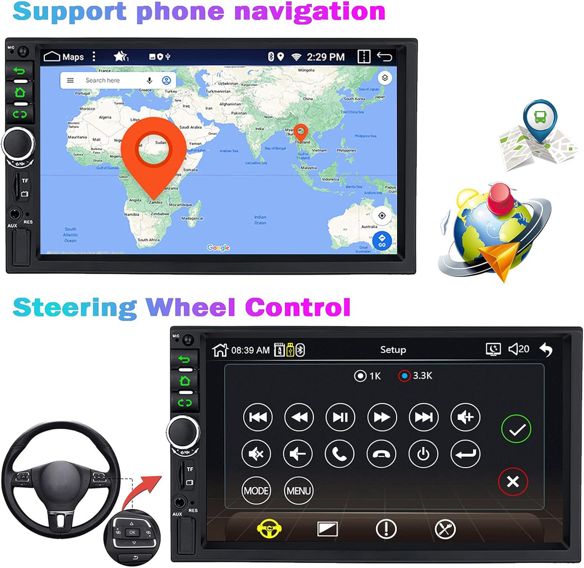7 Inch Double Din Car Stereo with Bluetooth J15527