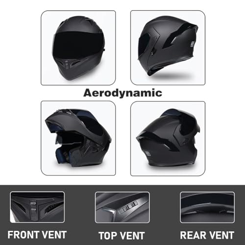 Bluetooth Modular Motorcycle Helmet, DOT Approved Flip Up Full Face Dual Visor Helmet with Dual Speakers and Microphone B32540