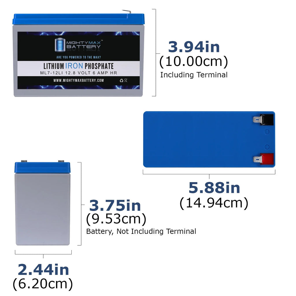 12V 7AH Lithium Replacement Battery 2 Pack V477