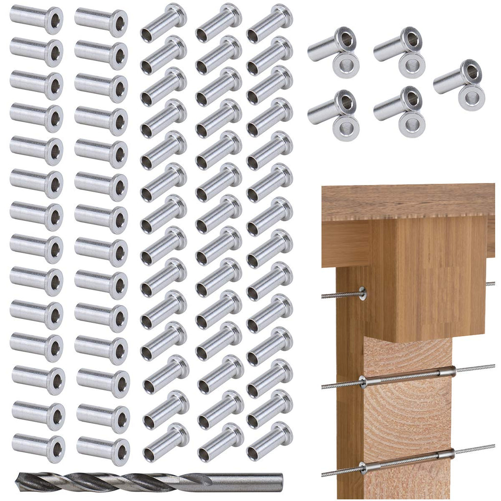 80Pack Cable Railing Kit T316 Stainless Steel Sleeves Grommet Z557314