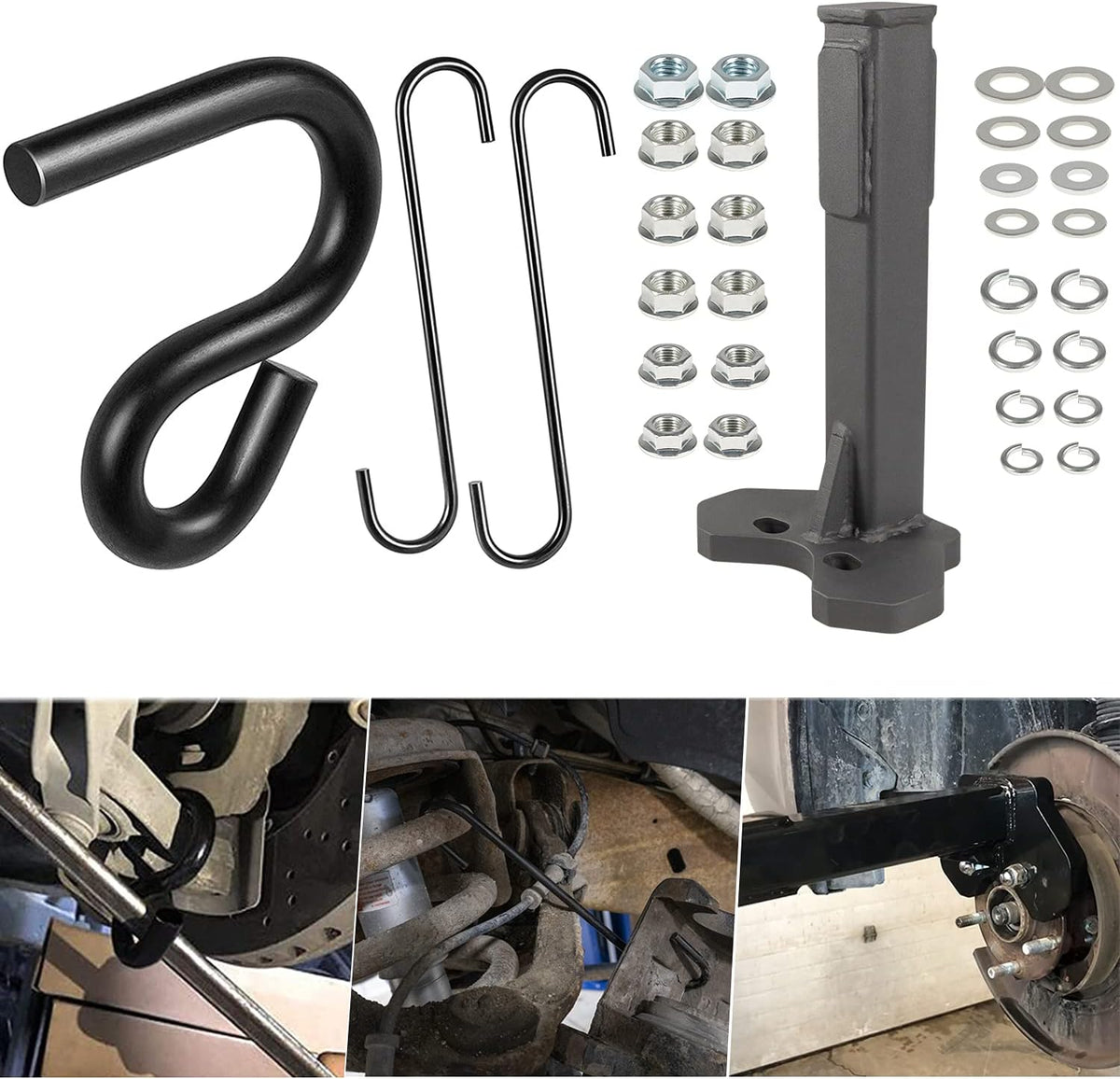 Universal Wheel Hub Removal Tool & Lower Control Arm Prying Tool & Black Brake Caliper Hangers J72373