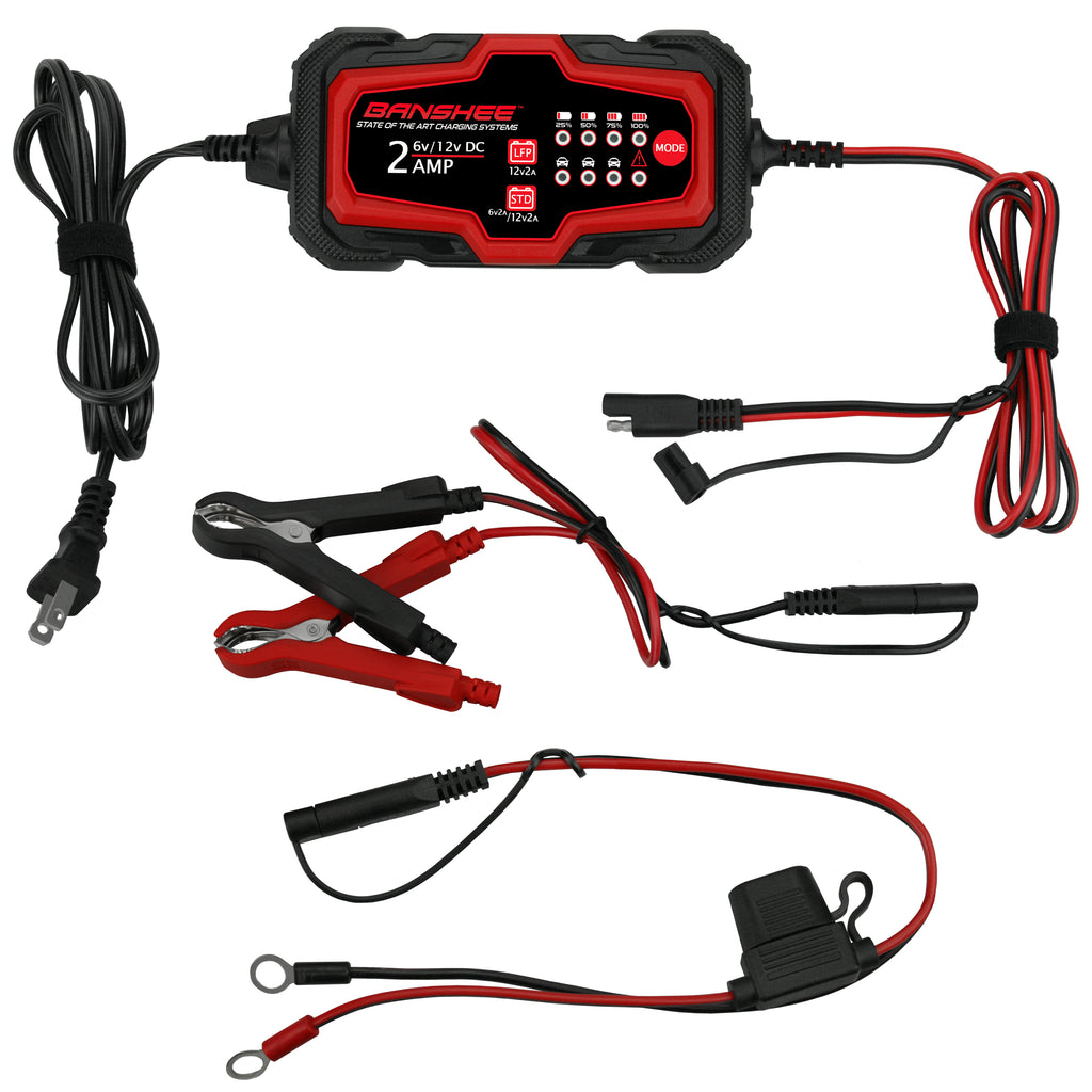 6-12V 2A Automatic Trickle Battery Charger, Pack of 3 H32211