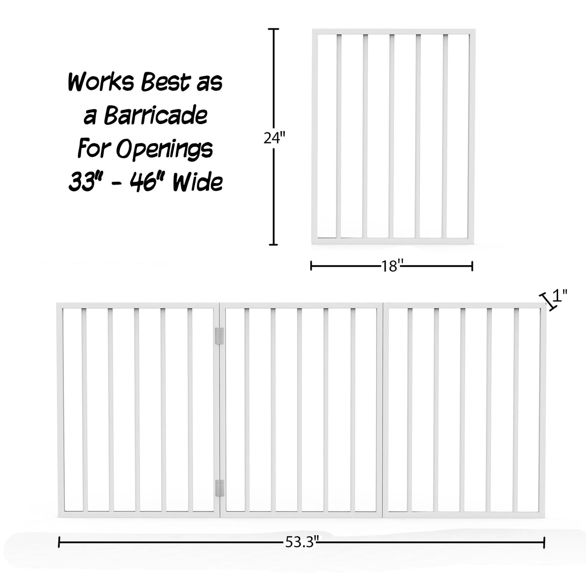 White Wooden Freestanding Folding Accordion Style Dog Gate F544