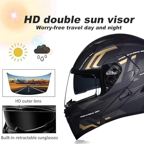 Bluetooth Modular Motorcycle Helmet, DOT Approved Flip Up Full Face Dual Visor Helmet with Dual Speakers and Microphone B32540