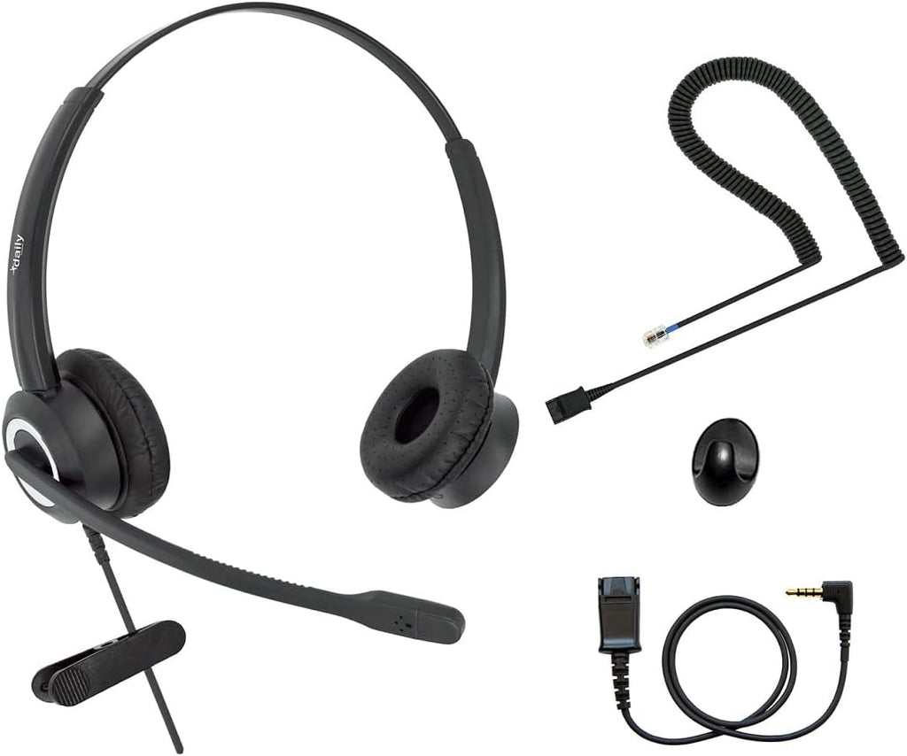 Noise Cancelling Binaural RJ9 VoIP Phone Headset with 3.5mm Adapter C487