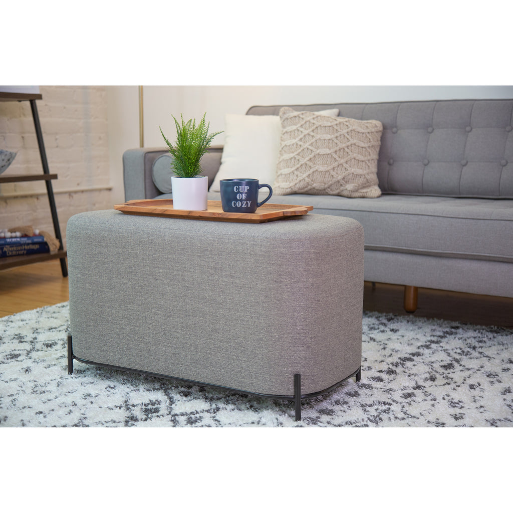Tan Solid Faux Leather Decorative Bench J665130