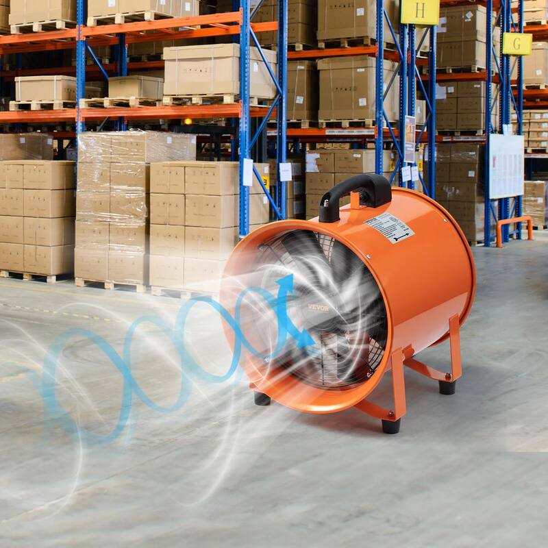 Portable 8 in. Heavy Duty Blower Fan with Duct Hose 195W 1070CFM F39199