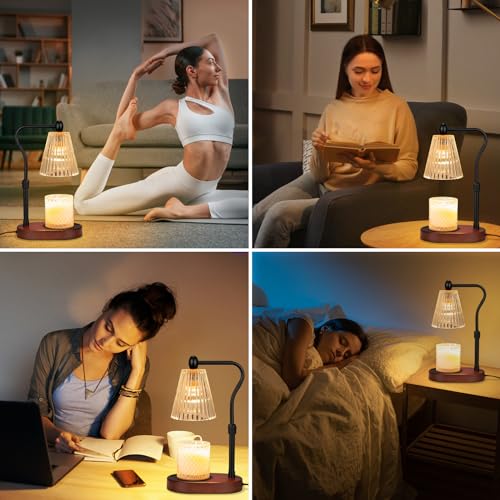 Candle Warmer Lamp with Timer and Dimmer Adjustable Height Electric Wax Melt Warmer with 2 Bulbs Q622