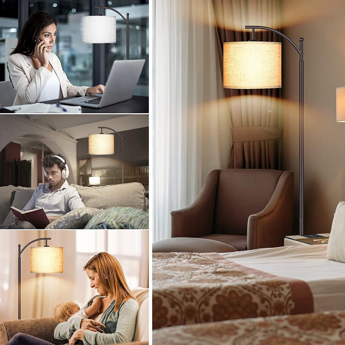 Brown Arc Floor Lamp with LED Bulb S65884