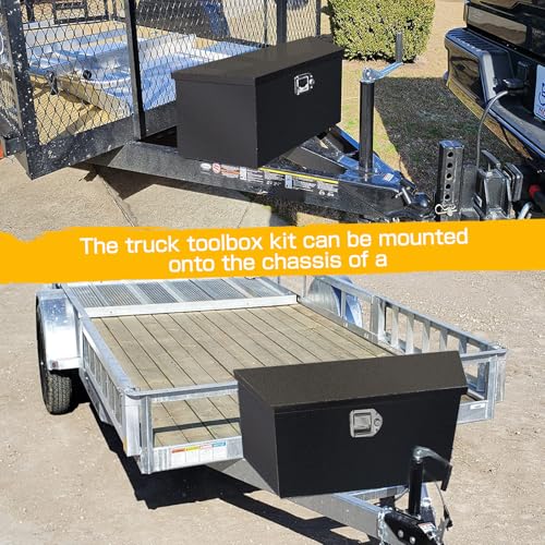 Black Heavy Duty Steel Trailer Tongue Tool Box with Latch & Keys Y889269