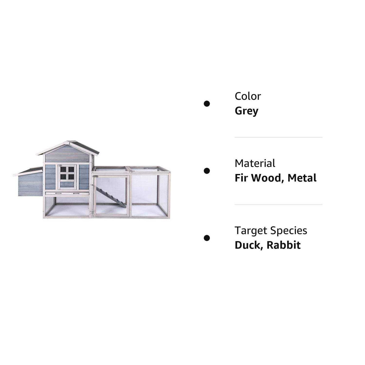 Chicken Coop for 2-4 Chickens Wooden Run Cage with Ramps H40808