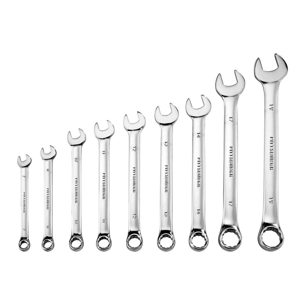 Fully Polished Metric Combination Wrench Set, 9 Piece W6660