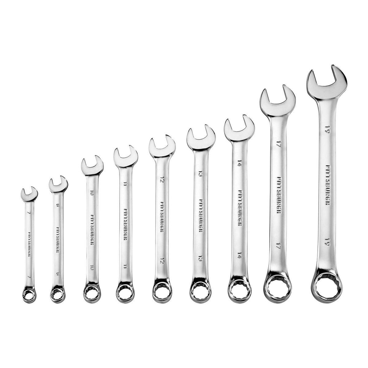 Fully Polished Metric Combination Wrench Set, 9 Piece W6660